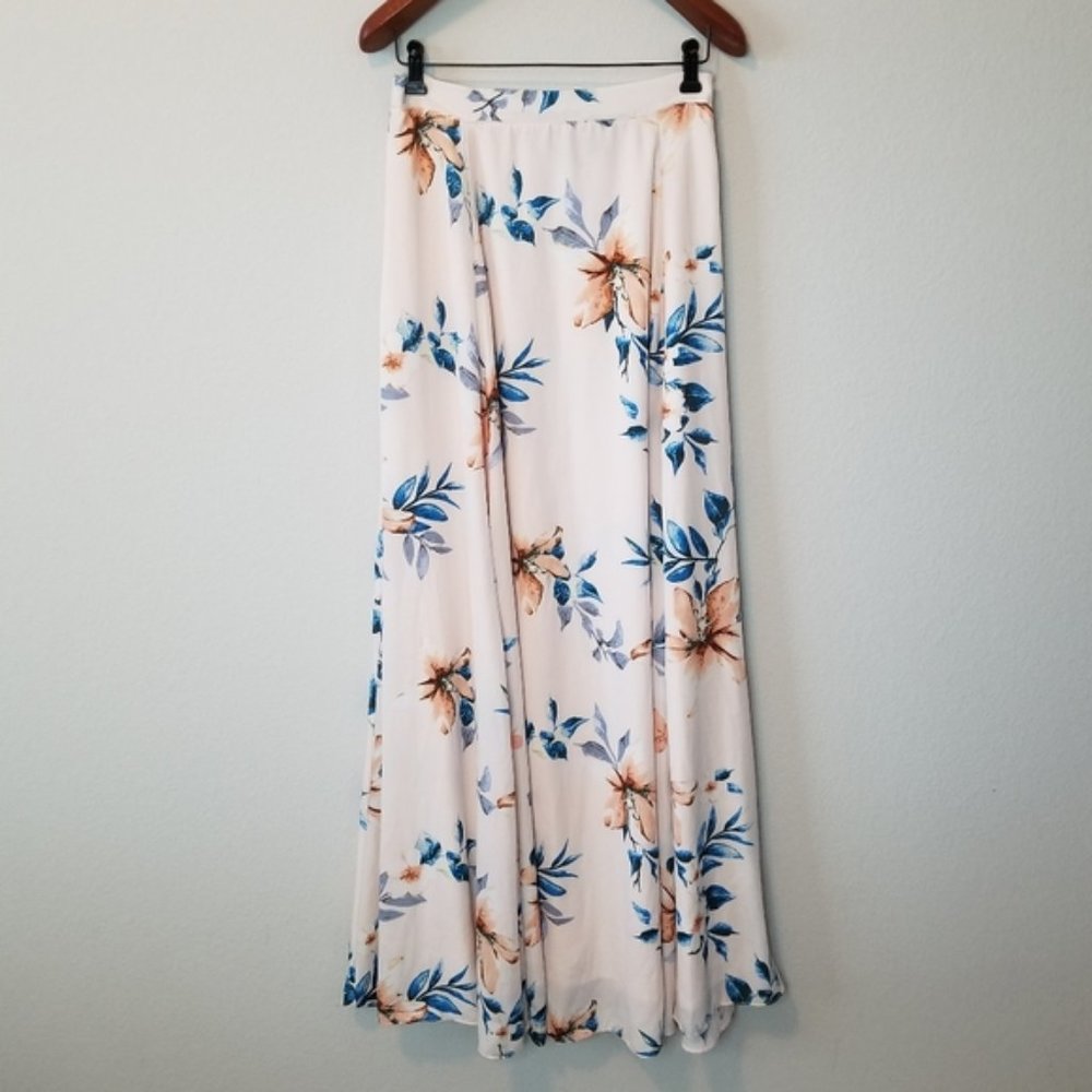 Lulu's Floral Pink Maxi Skirt Large